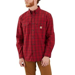 NWT Carhartt Men's Loose Fit Midweight Chambray Long-Sleeve Plaid Shirt